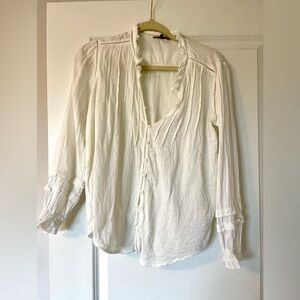 Quince Organic Cotton Textured Peasant Blouse